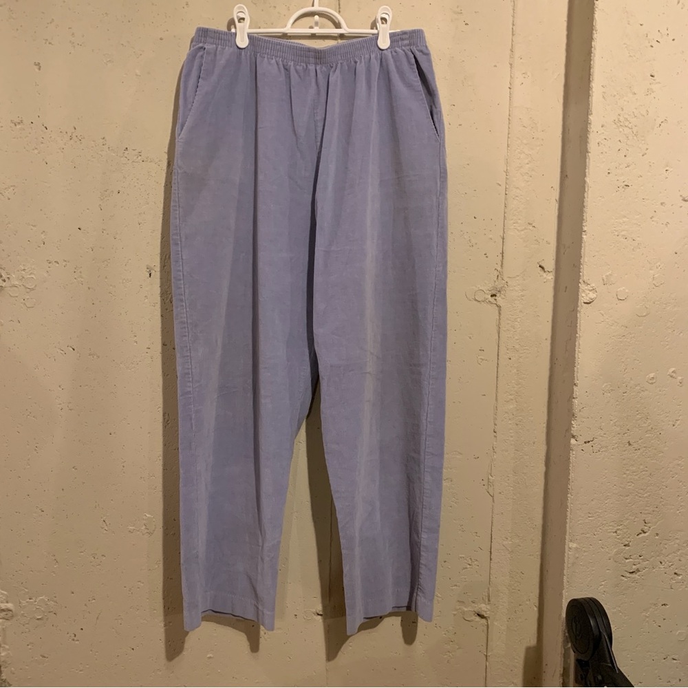 Corduroy Pants Straight Leg Pull On Elastic Waist Blue Alfred Dunner Size 18W